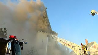 Multialarm fire breaks out at Faith Lutheran Church in Cambridge