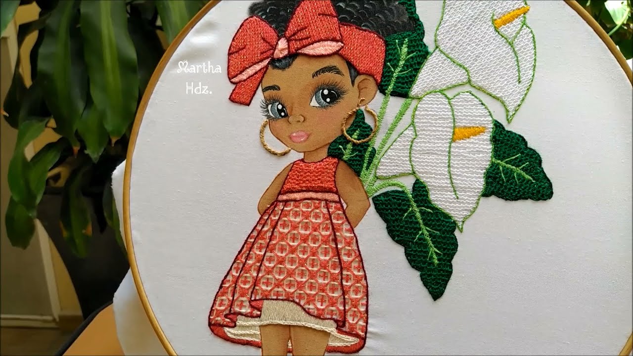 Bordado Fantasia Niña Morenita de los Alcatraces Terminada