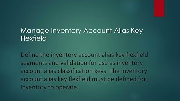 Manage Inventory Account Alias Key Flexfield