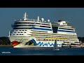 AIDAdiva | leaving port of Warnemünde with water fountains | HD