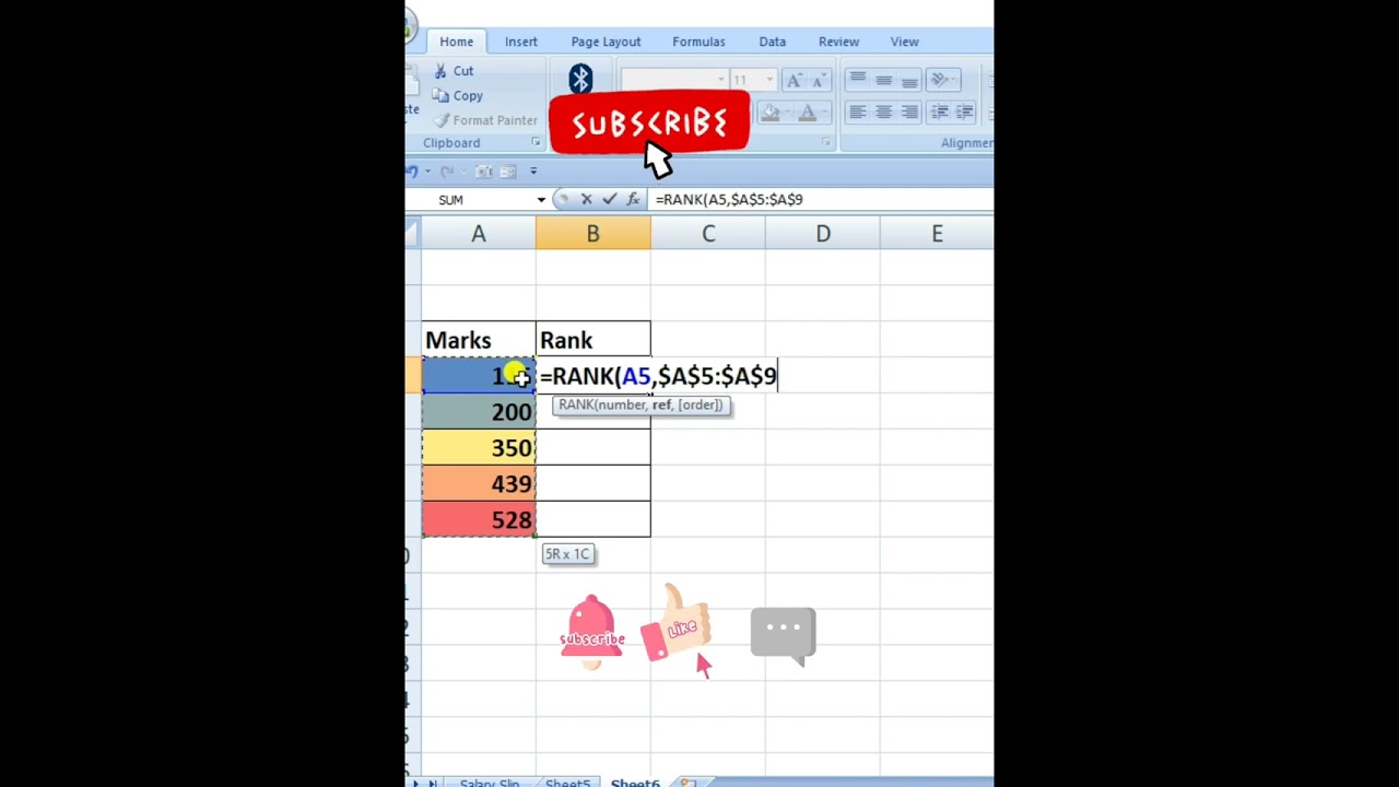 Rank Formula in Excel |Excel rank formula |Excel 1st 2nd position | 
