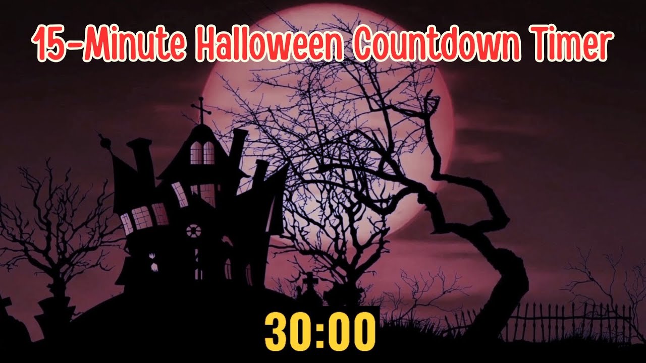 15-Minute Halloween Countdown Timer | Start & End Alert | Background Music | Sudden Ghost Scare