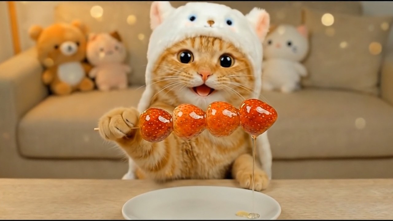 [ASMR] Cat Eating BURGER & FRIED CHICKEN 🍔🍗 | 猫のチートデイ (咀嚼音)