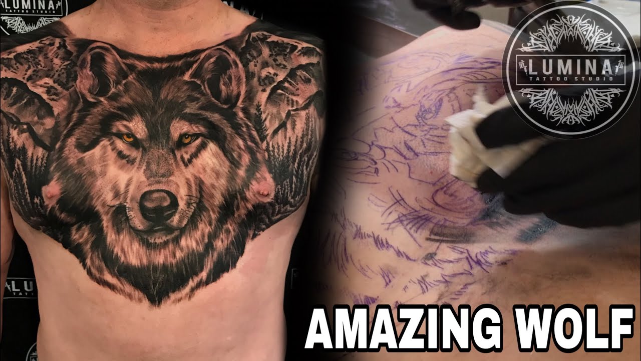 HE VERY STRONG MAKE FULL CHEST TATTOO - WOLF TATTOO