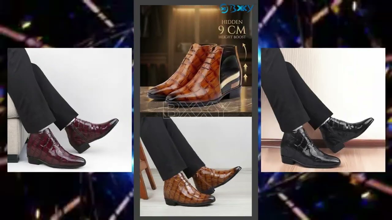 Men’s 9CM Elevator Formal Shoes | Premium Shiny Tan Lace-Up Shoes