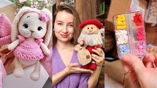 Вязовлог №5🧡Готовые ВЯЗАНЫЕ ИГРУШКИ🧸| Неудачный опыт спицами😀Организация пуговиц|Имбирное печенье