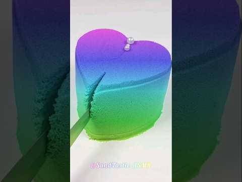 Satisfying Video | DIY How To Make Rainbow Heart With Kinetic Sand ASMR Cutting #shorts