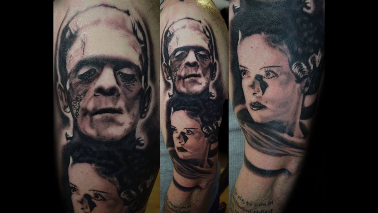 Frankenstein And Bride Tattoo