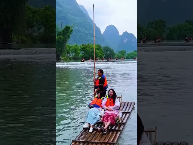 Chinese Unique Bamboo Boat😲  #facts #shorts class=