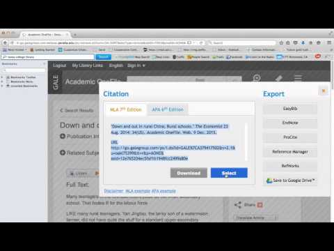 Using the Citation Tool in a Database