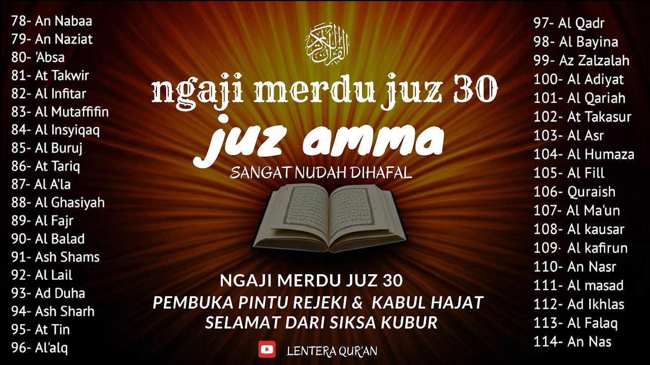 Bacaan Al Qur'an Merdu Juz 30 { JUZ AMMA } Penenang Hati Jiwa & Fikiran Terbaru 2025,QAri' Alaa Aqel