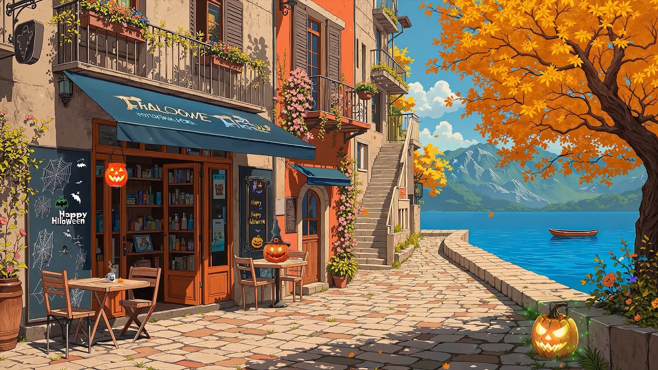 Peaceful Halloween Café 🎃 Chill Autumn Lofi Music to Help You Sleep & Relax 🍂 Lofi Hip Hop
