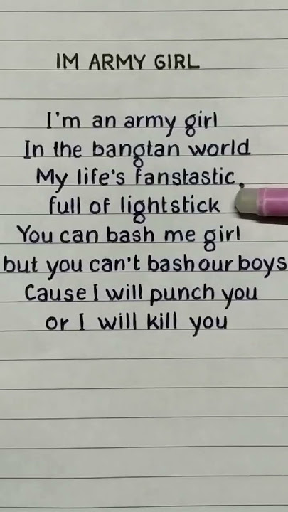 I'M AN ARMY GIRL 💜 Lyrics #lyrics #bts #kpop #shorts #shortsfeed
