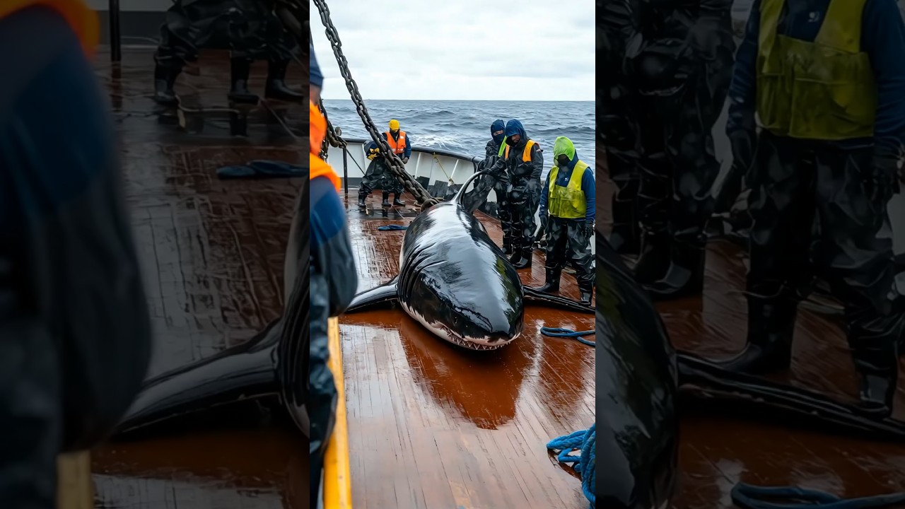 Explosive Survival Instinct! A Giant Shark Goes on a Rampage on the Deck!