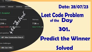486 || Predict the Winner || C++ || Leetcode Daily Challenge