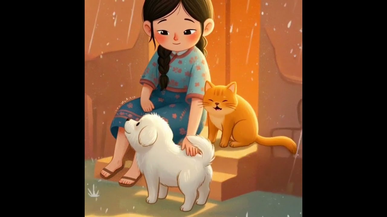 The girl and her pets🐶🐱||Rain🌧️||