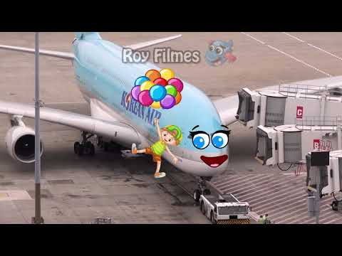 Doodles A380 Airbus airplanes. Doodles are flying and singing.