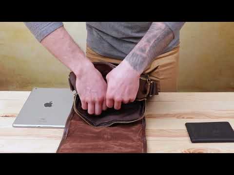 Вертикальна сумка чоловіча Vintage 14863 Коричнева, видео 1