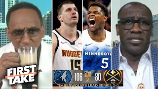 FIRST TAKE | "Prepare brooms for Jokic🧹" - Stephen A. on Edwards DOMINATE as T-wolves beat Nuggets