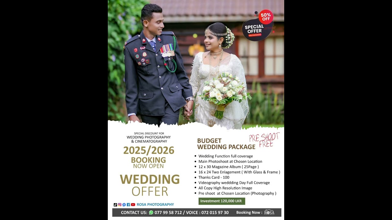 2025 / 2026 Wedding OfferSpecial Discount Booking now - Rosa Photography ￼⁨077 995 8712⁩