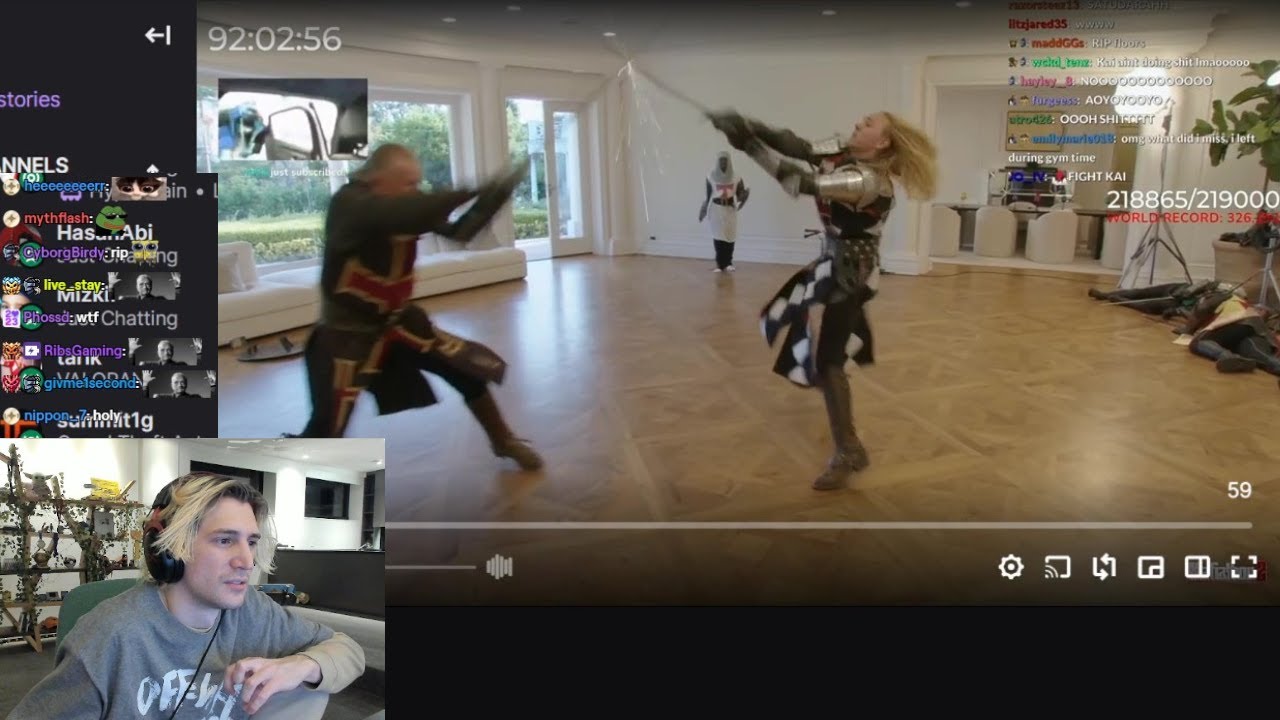 xQc Reacts to Kai Cenat having an Epic Sword Fight in his Room - YouTube
