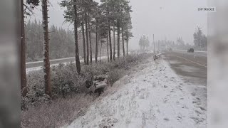 The first snow of the season hit Donner Summit