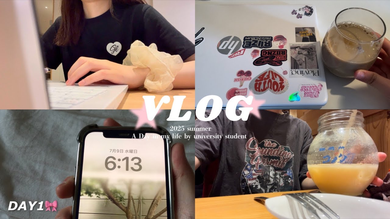 【Vlog】6時起き大学生の日常🍀就活と課題に追われる📄✍🏻、バイト、友達と夜まで遊ぶ、ご褒美にパフェ食べた日☆。.:＊