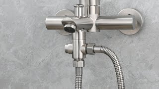 Tecmolog Brass Shower Diverter Valve-3 Way Shower Valve,G1/2 Button Control Shower for Faucet