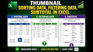 Sorting Data , Filtering Data , Subtotal In Excel