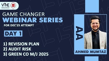 ACCA AA Day 1 | Revision Plan  | Audit Risk | Green Co M/J 2025 | Game Changer Webinar Series Dec