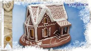 Homemade Christmas Gingerbread House (made of foam and plaster) with FREE TEMPLATES