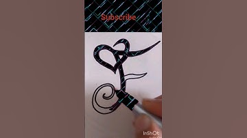 Letter F with combined heart art||designer letters art #shorts #satisfying #art