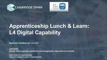 L4 Data Analyst Apprenticeship with Cambridge Spark & NHS Project Futures   May 2022