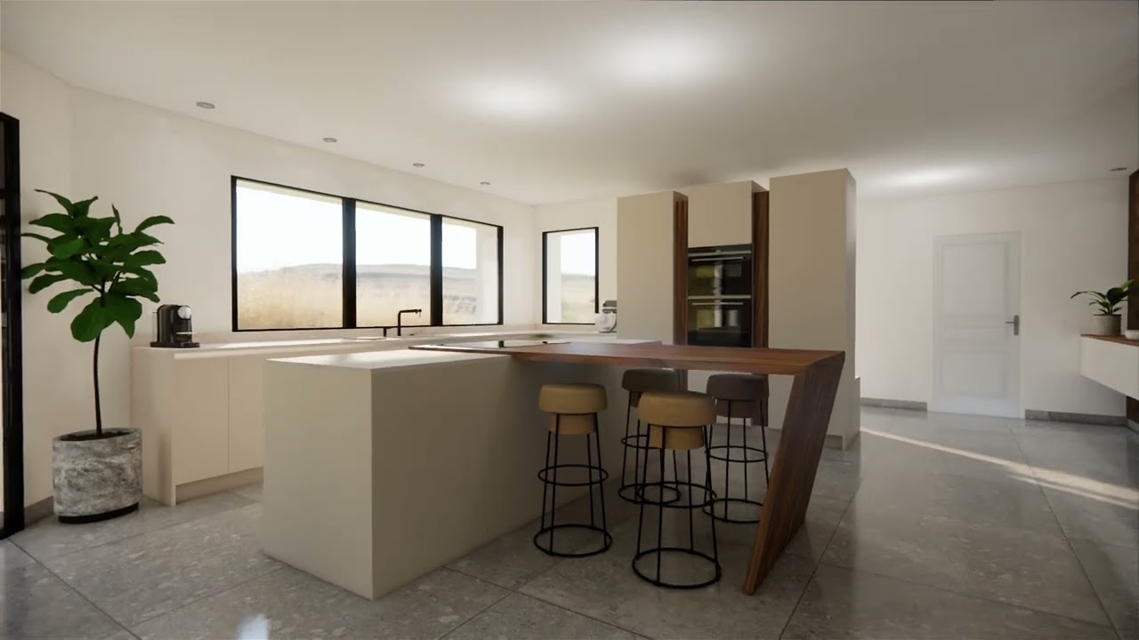 Projet cuisine beige et céramique pierre Taj Mahal