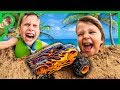 MONSTER TRUCKS AND SAND CASTLES AT THE BEACH!