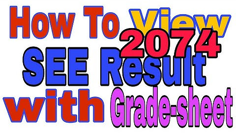 How To View SEE Result With Grade-Sheet 2074/2075