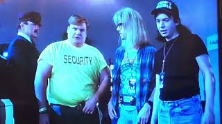 A scene from the movie Wayne’s World. A cameo appearance by Chris Farley.