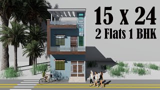 15 X 24 2 Flats 1 Bhk Plan 15 By 24 House Design 15x24 Ghar Ka Naksha Youtube 15 X 24 2 Flats 1 Bhk Plan 15 By 24 House Design 15x24 Ghar Ka Naksha Youtube