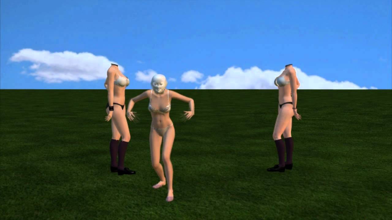 white face girl and two headless women's dance