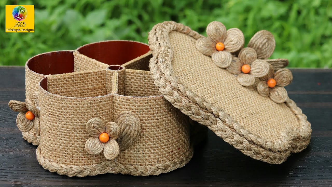 Jewelry Box making with jute and waste plastic bottle Jewelry