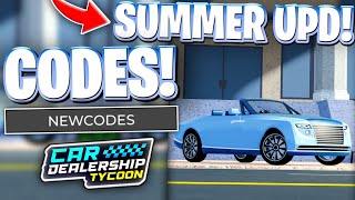 ⛱️[SUMMER EVENT] ALL LATEST SUMMER EVENT UPDATE CODES FOR CDT! ROBLOX CAR DEALERSHIP TYCOON CODES