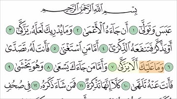 سورة عبس مع تتبع الكلمات || المصحف المعلم لخليفة الطنيجي Surat Abasa