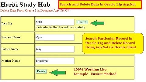 Delete Data from Oracle 11g Database in Asp.Net C# | Hindi | Free Online Learning Classes