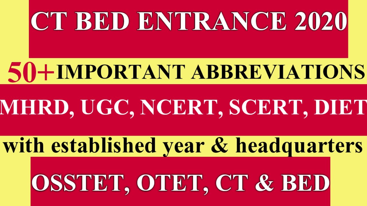 odisha ct entrance 2020|Important abbreviations|otet, osstet, ct, bed