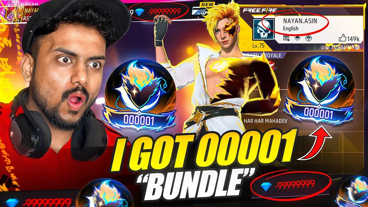I Got 00001 Badge Bundle 😱 Rip1000000 Diamonds 😭- Garena Free Fire Max 