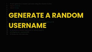 Generate a random username