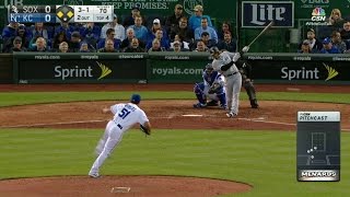 CWS@KC: May rips one to the left side, plates one