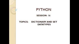 PYTHON SESSION 16