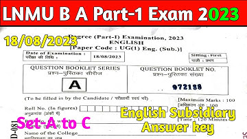 Lnmu Ba Part 1 English Subsidiary Answer Key 2023 | BA Part 1 English Solved Question Paper 2023