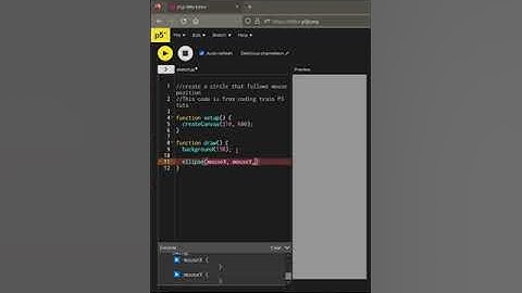 Create a Simple Shape that Follows Mouse Position #javascript #p5js #shorts